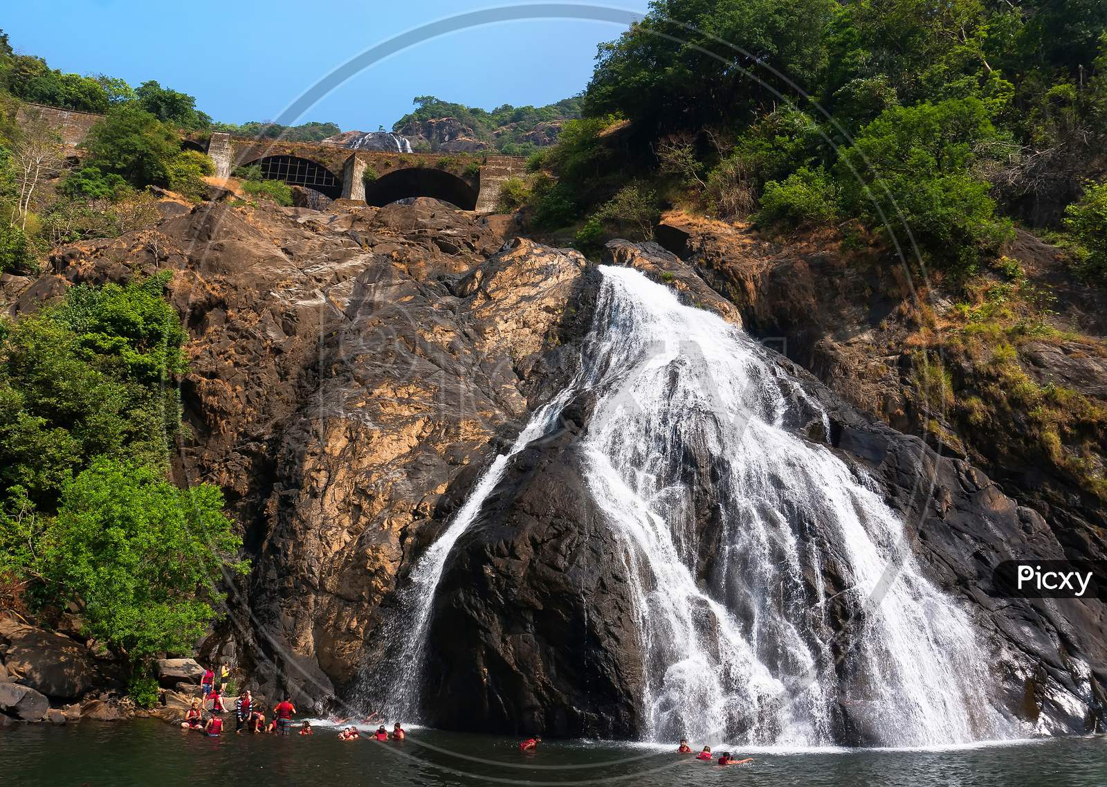 Beautiful View Of The Dudhsagar Waterfall In Goa