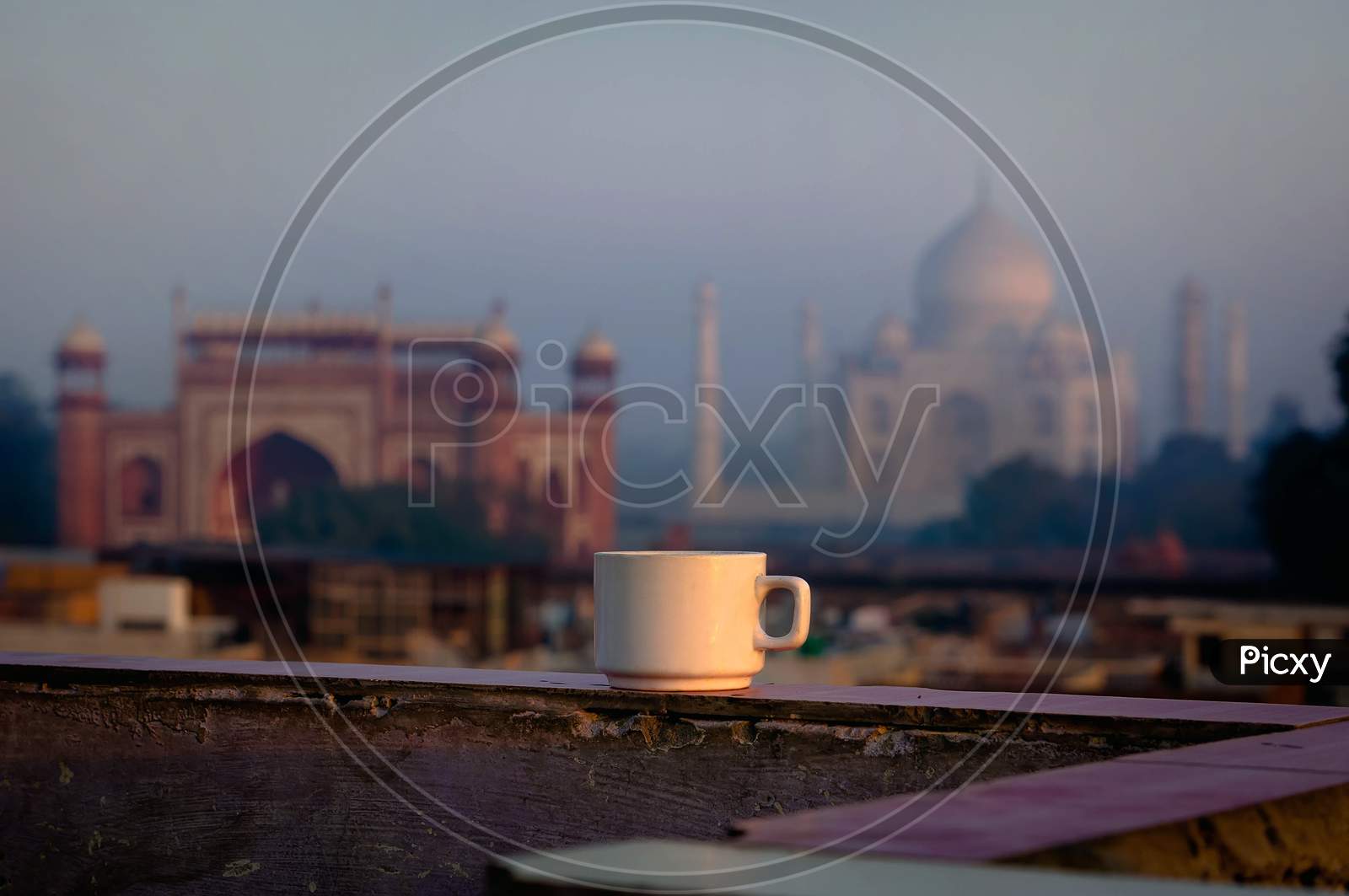 Cup Of Tea On The Background Of The Taj Mahal