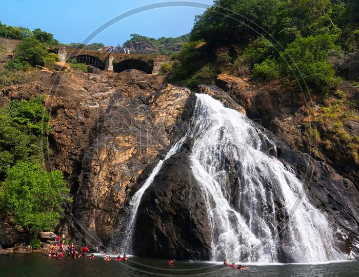 Beautiful View Of The Dudhsagar Waterfall In Goa