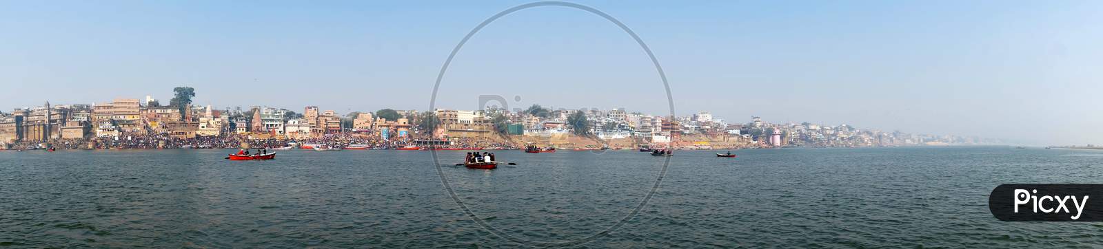 Panorama Of The Waterfront City Of Varanasi Taken. India