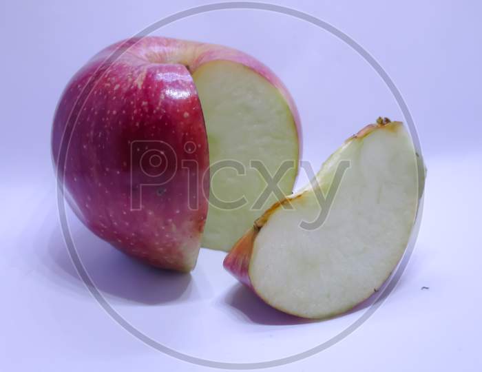 Close-up picture of Apple in the isolated white background