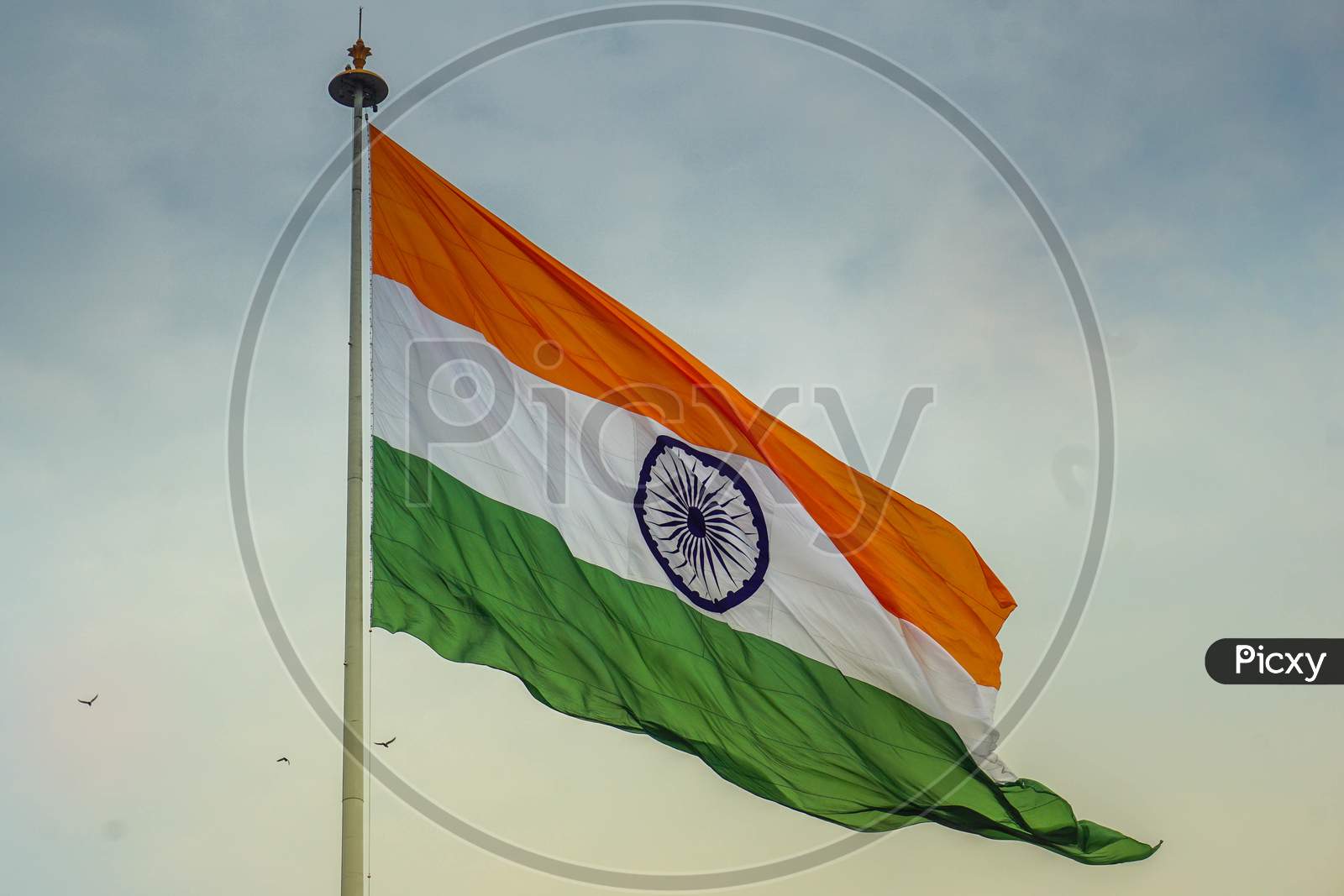 Indian Flag Waving In The Wind