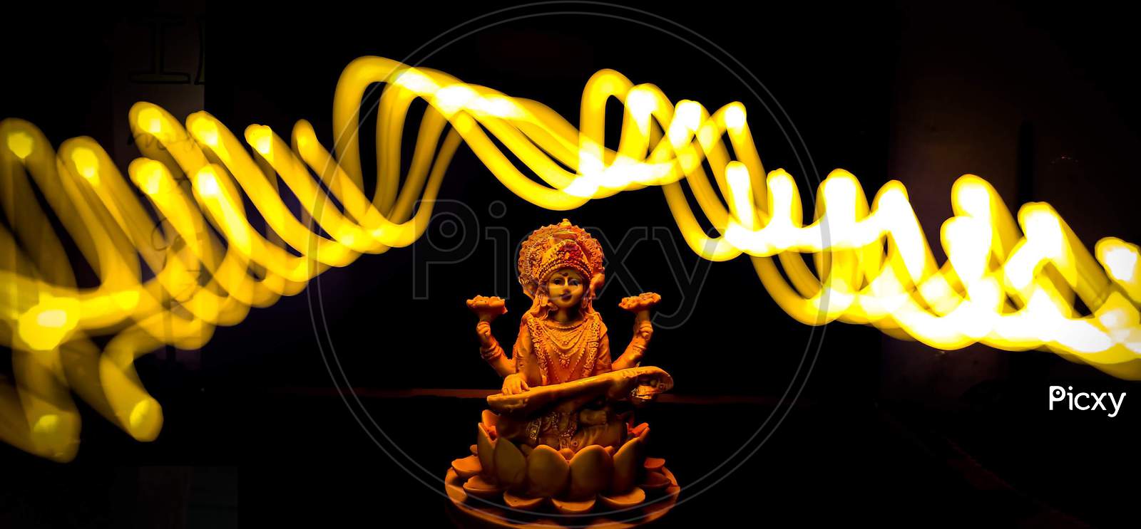 Goddess Saraswathi with long Exposure light