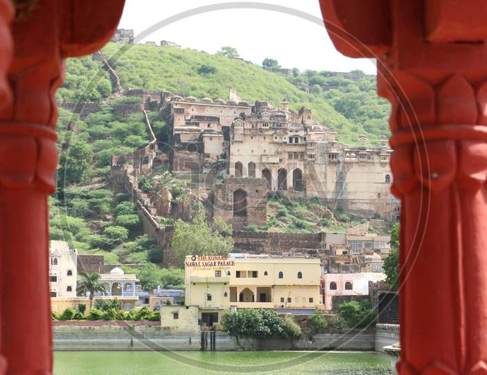 View Of The Bundi'S Palace From Nawal Sagar Lake, Rajasthan, India