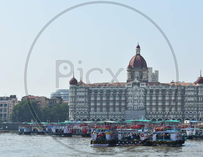 Taj Hotel Standing Just Beside The Shore Of Mumbai