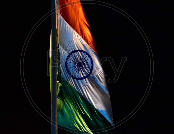 Indian flag at night