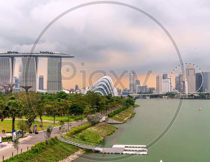 Day Light City Landscape, Marina Bay, Singapore.