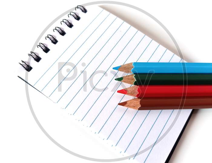 School stationery isolated over white with copyspace