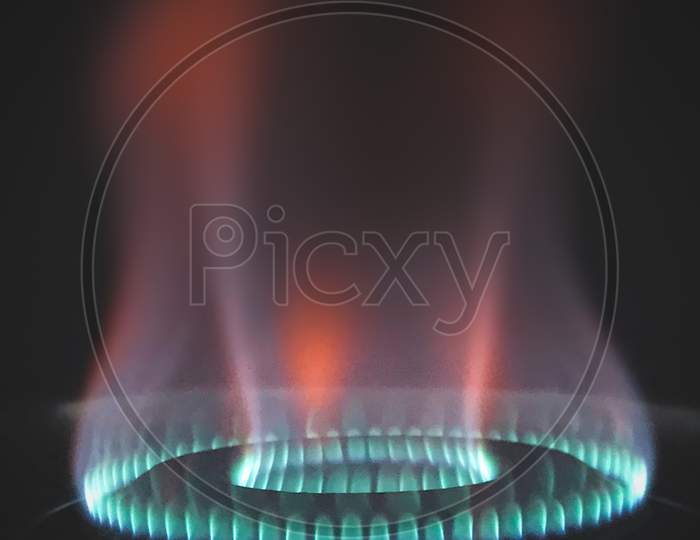 Gas Flame Night Macro Photo