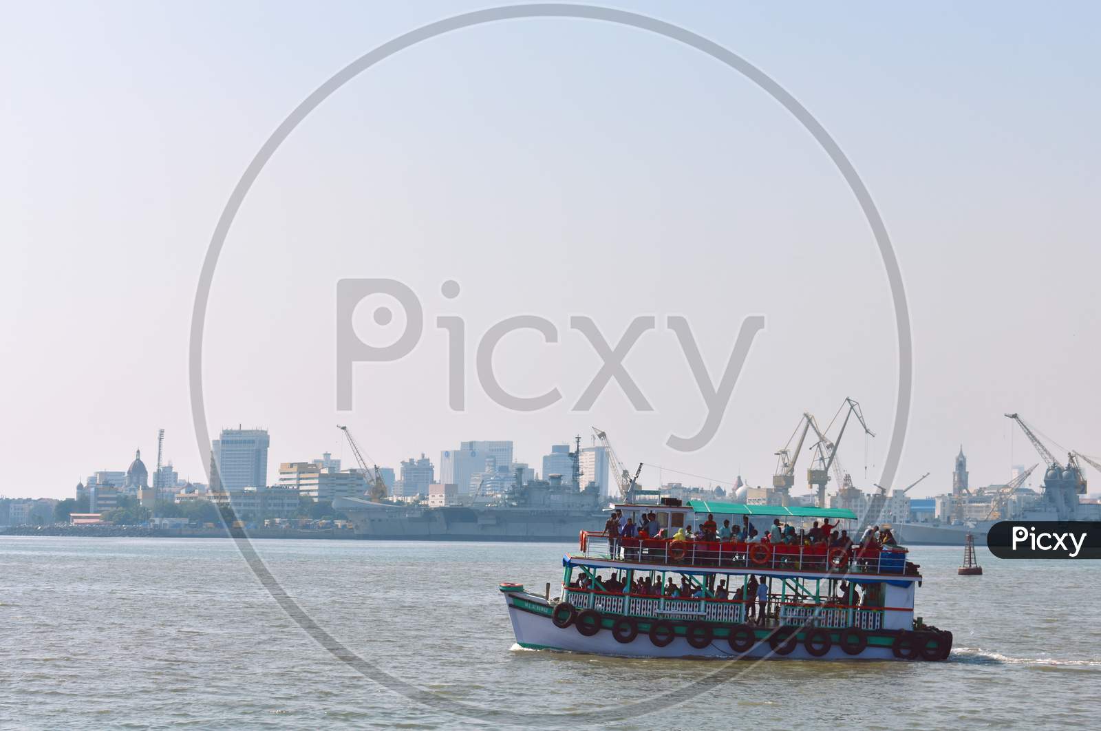 A Boat Carrying Passengers,Near Mumbai