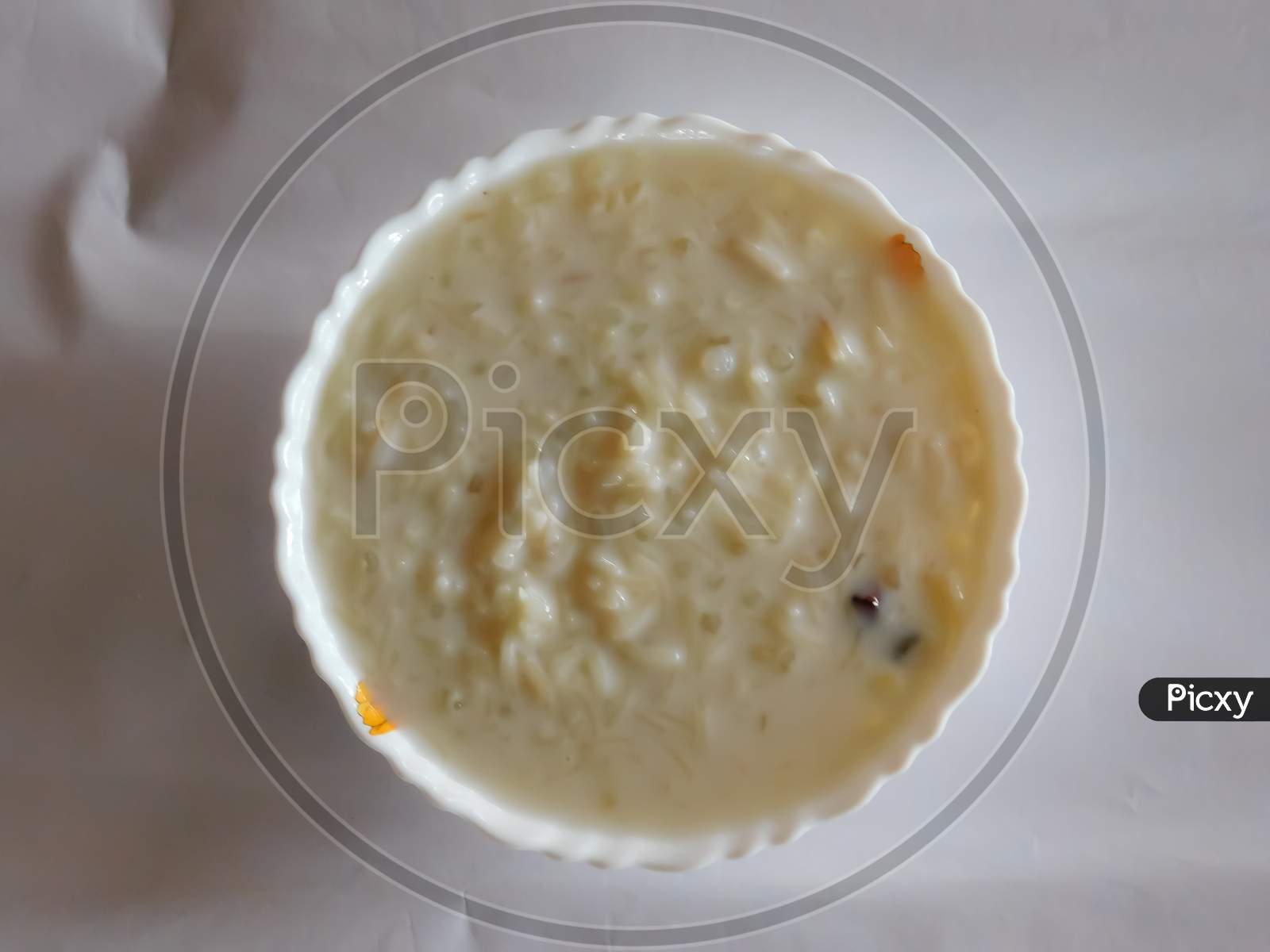 Closeup Of A Dish (Payasam) In A Bowl Isolated On White Background