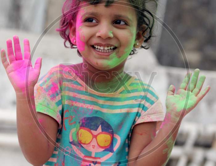 Happiness on the face with colour