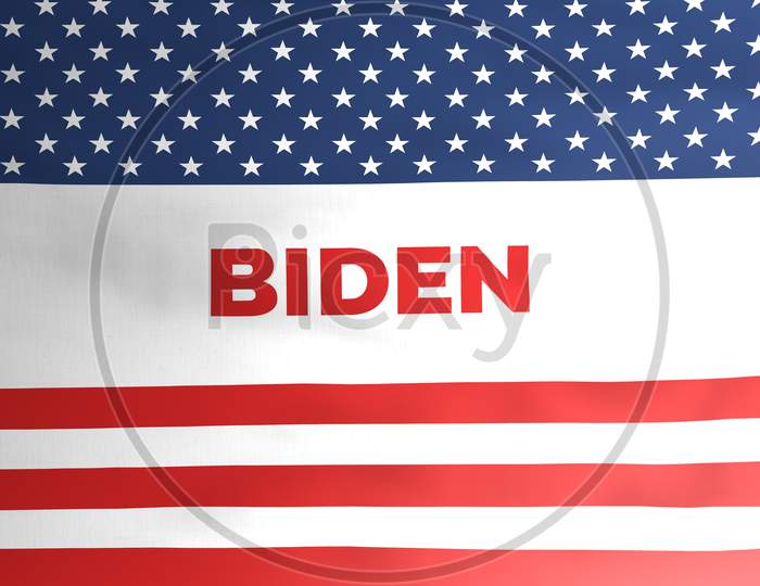 Biden On American Flag Illustration, Candidate For President Election 2020, Democratic Party Concept. Editorial.