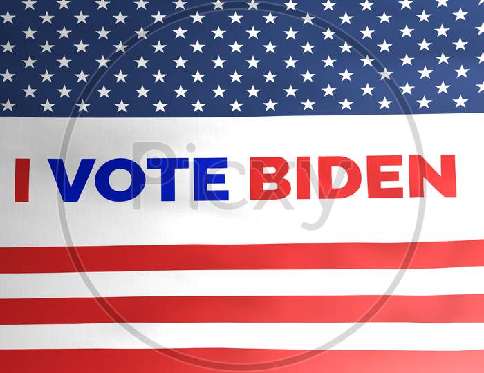 Vote Biden On American Flag Illustration Design, Candidate For President Election 2020, Democratic Party Concept. Editorial.