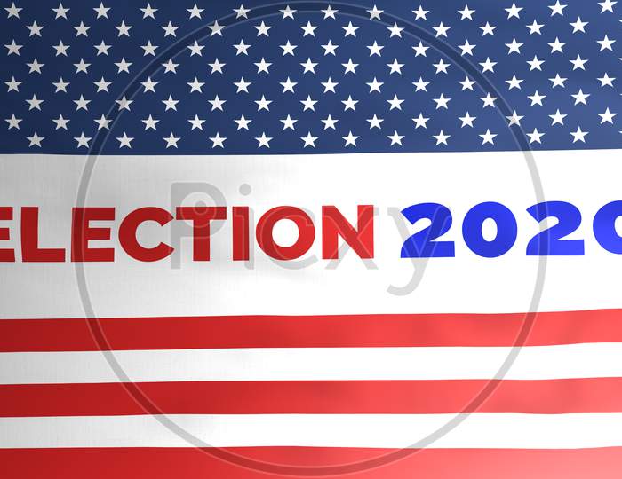 Usa Presidential Election 2020 Concept Illustration On American Flag Design.