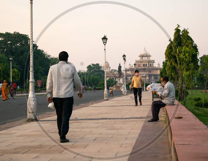 People doing morning walk near Albert Hall Museum, Jaipur