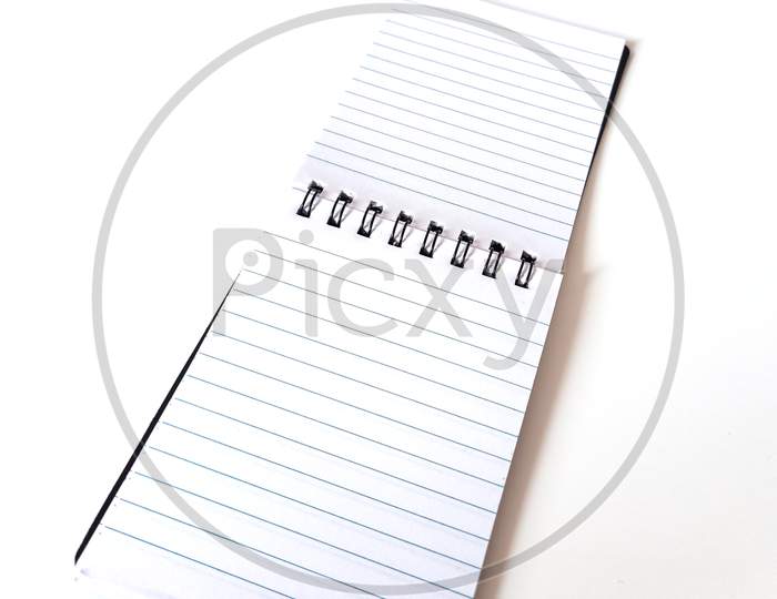 blank notebook on white background