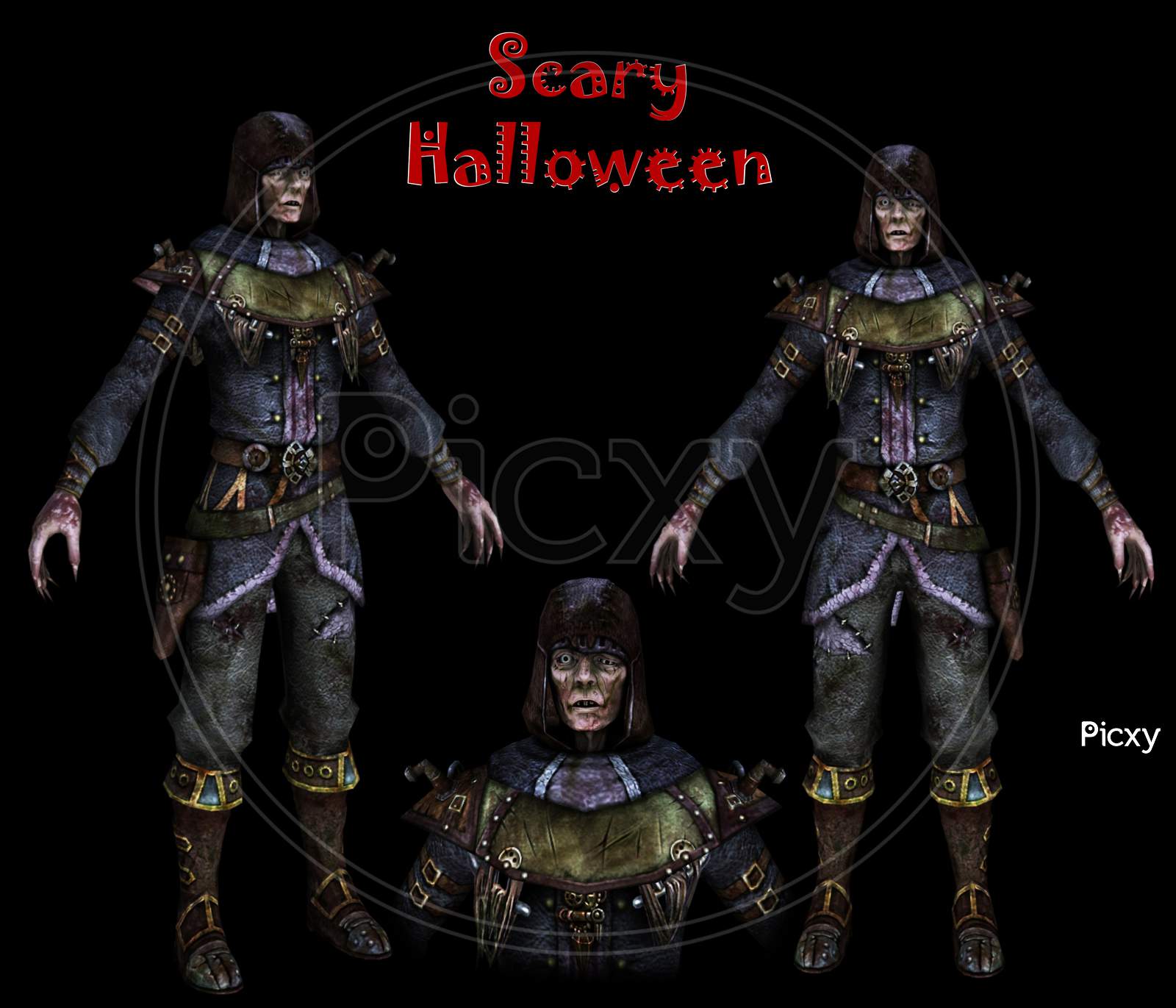 Spooky Dead Character Of Halloween Day Background