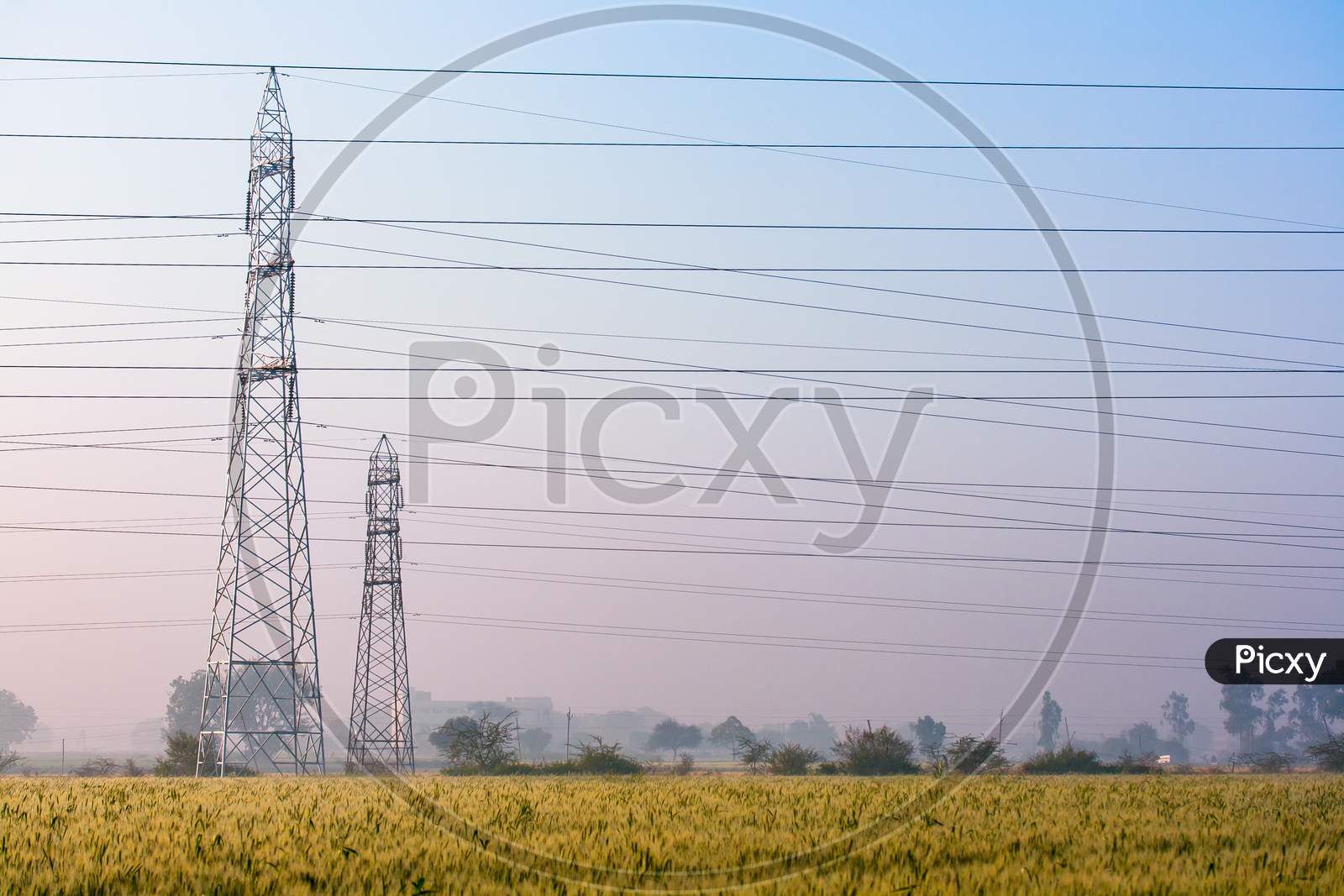 Power Grid & Cables In The Rural Area At India