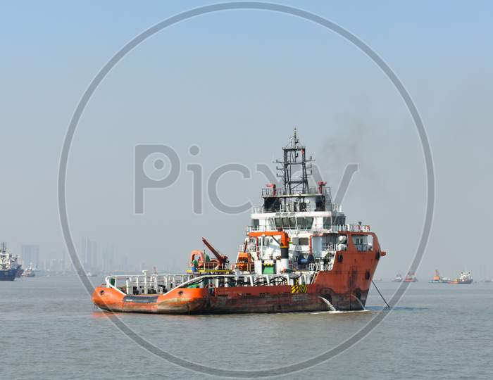 Closeup Image Of A Indian Rescue Boat In Ocean