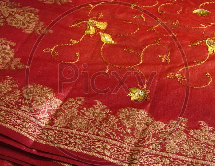 Red Indian Sari Closeup