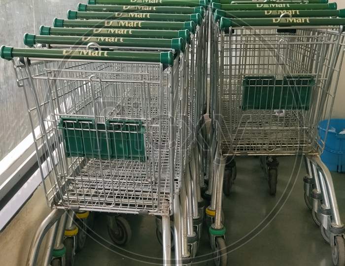 Empty Trolly In A Shopping Complex At India