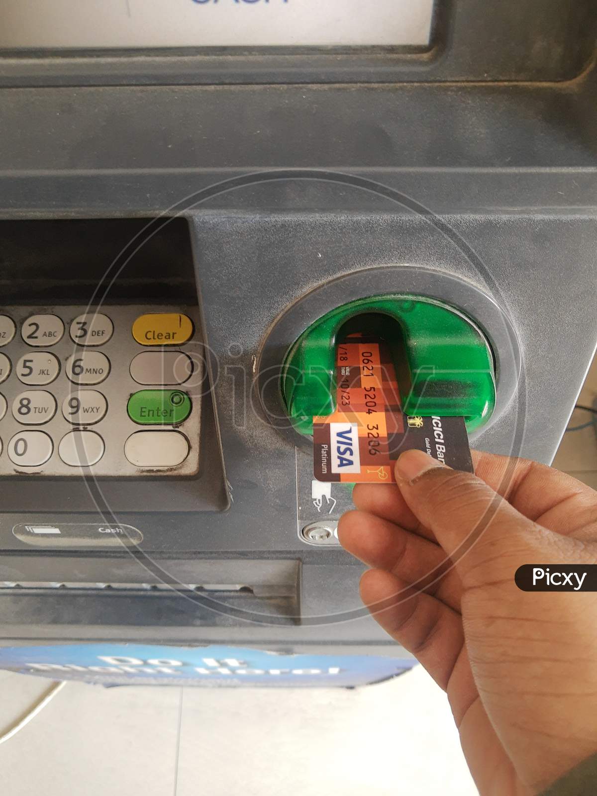 HDFC Bank ATM Machine Withdrawing Cash, Bank Account Information Transaction Transfer