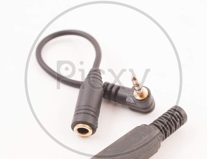 Audio Pin Connectors On Isolated Background.