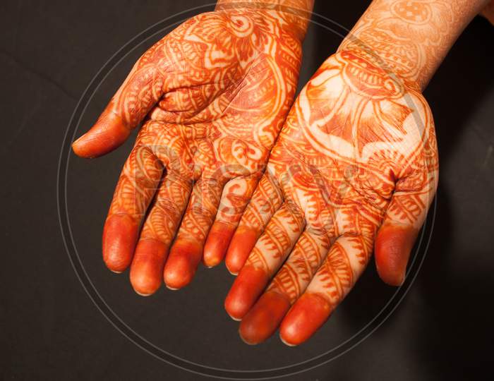 Indian Traditional Mehndi Art On Hands