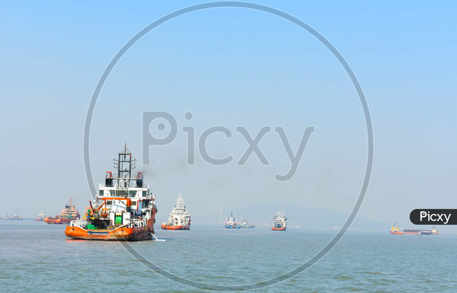 Boats Parked Near Mumbai Port In India