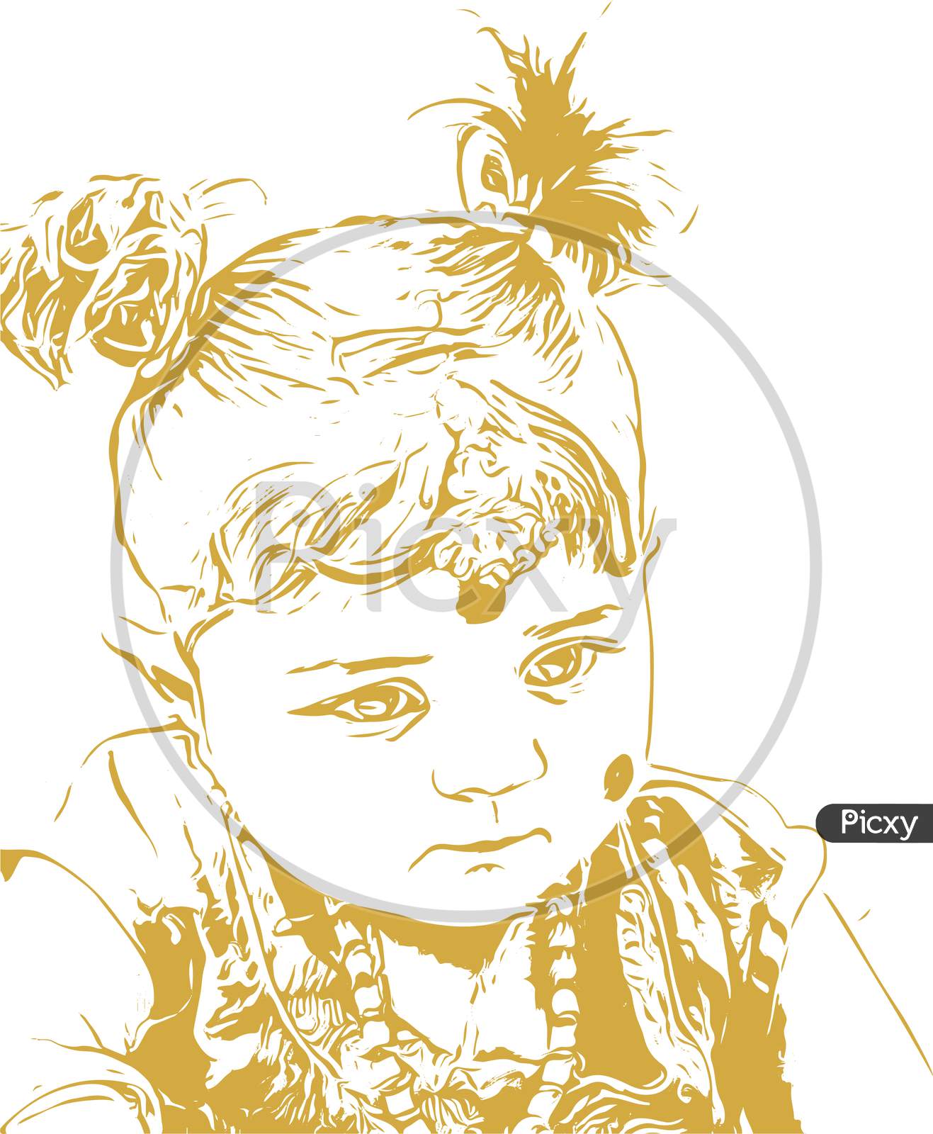 girl baby face sketch