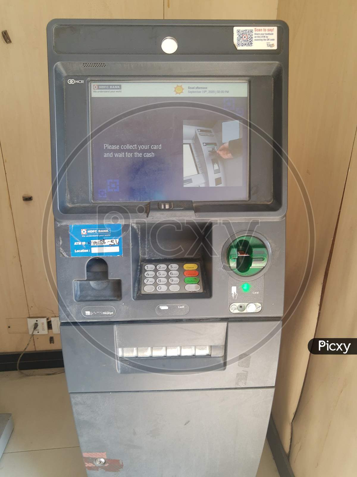 HDFC Bank ATM Machine Withdrawing Cash, Bank Account Information Transaction Transfer