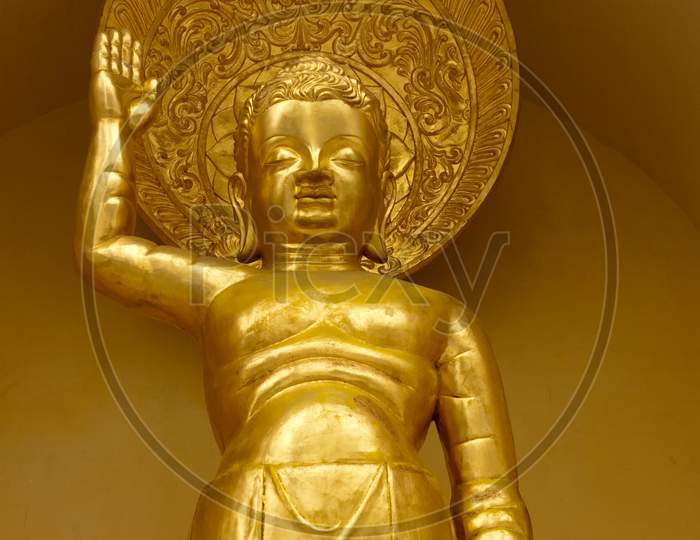 Young Golden Gautama Buddha Statue