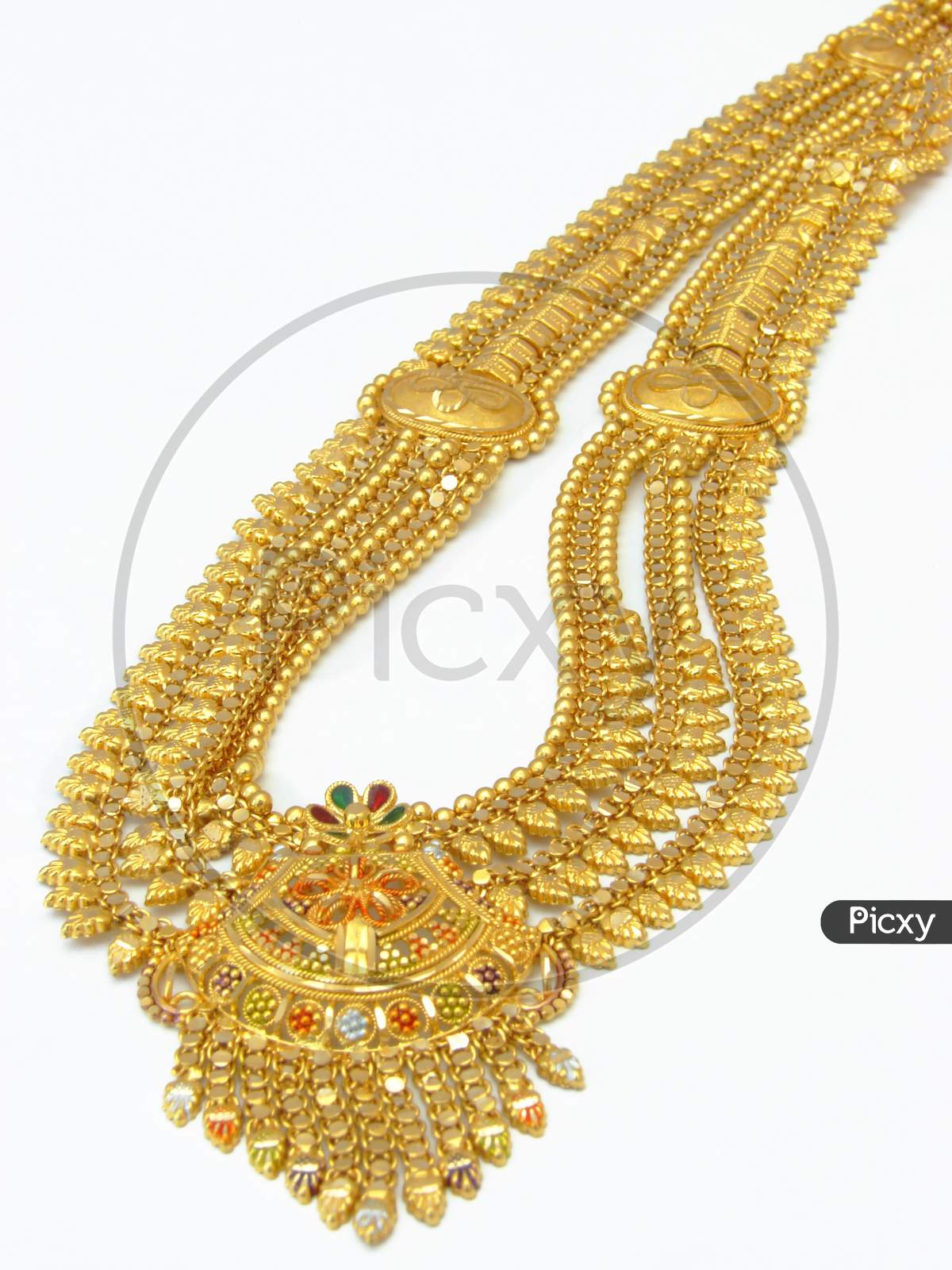 Isolated Indian Gold Necklace Closeup