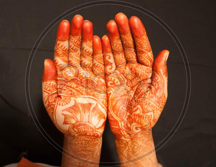 Indian Traditional Mehndi Art On Hands
