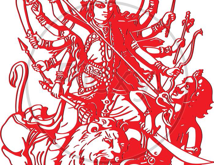 How to draw Goddess Durga defeating Mahishasura