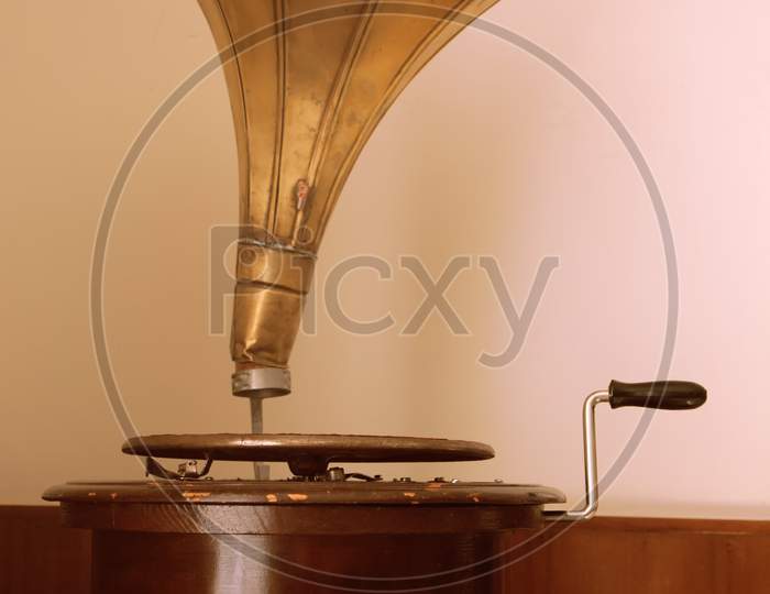 Closeup Of Classic Gramophone