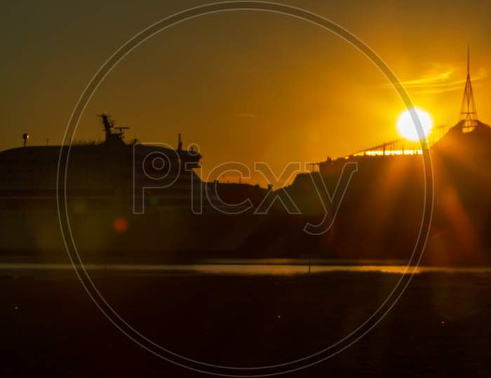 Tallink Cruise Line Ship View At Sunrise Time