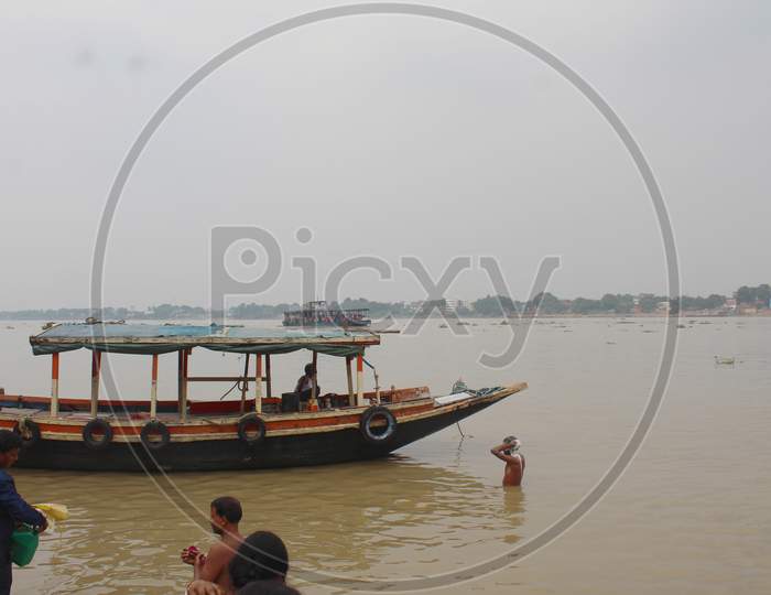 Boat in ganga river in west bengal