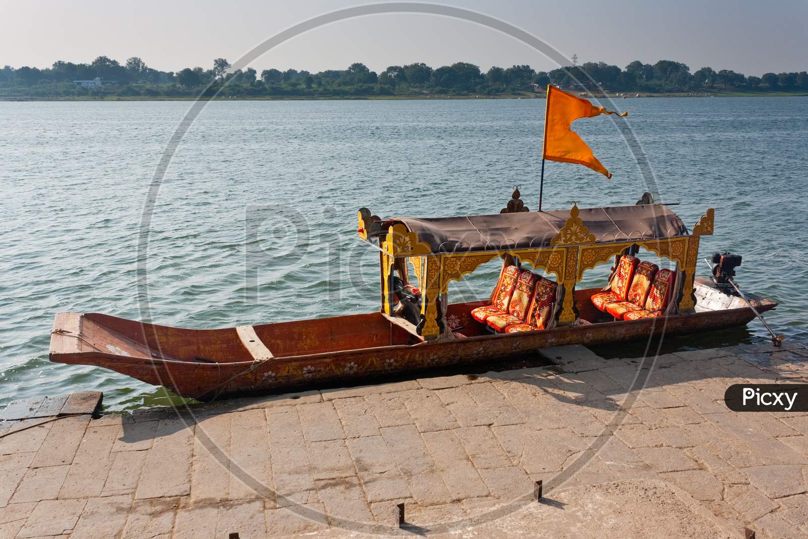 Boat On Narmada River At Maheshwar