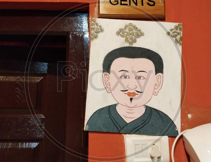 Gents Toilet Sign Closeup At Bhutan