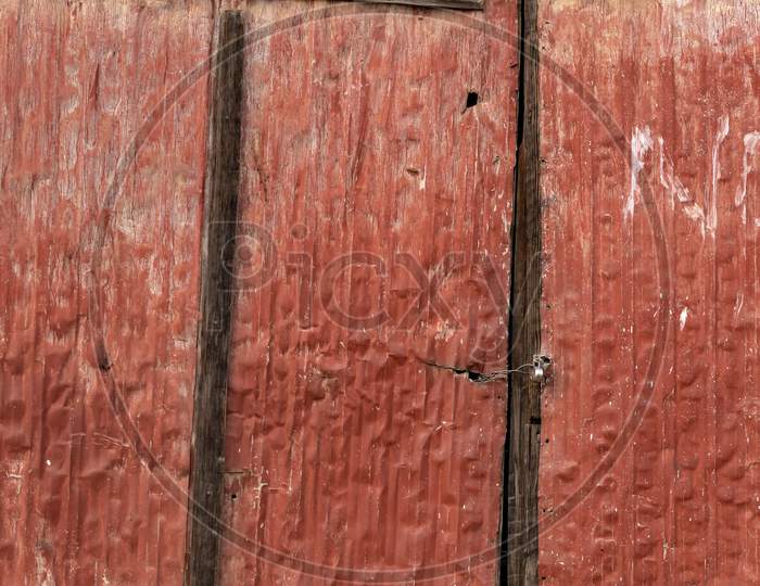 Red Brown Door Closeup