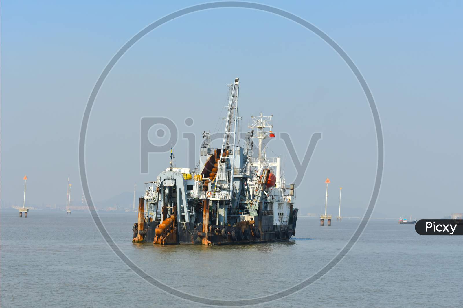 A Oil Rig, Extracting Oil From The Sea Near Mumbai