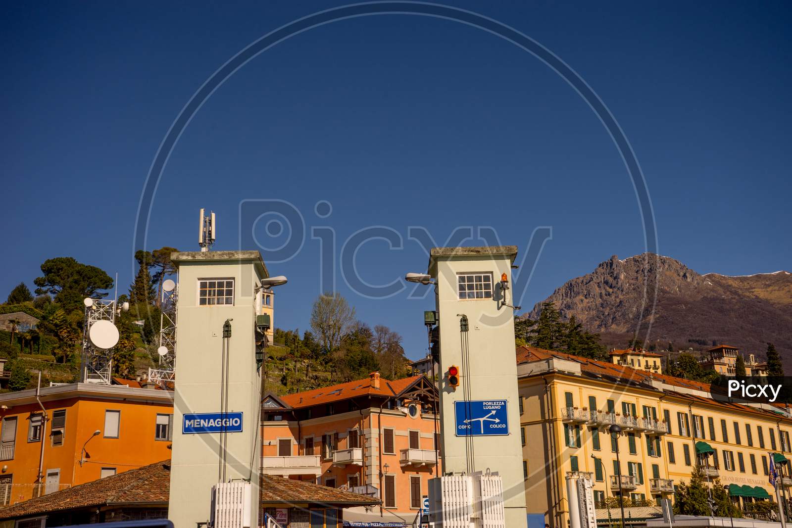 Menaggio, Italy-April 2, 2018: The Dock At The Waterside Quay, Lombardy