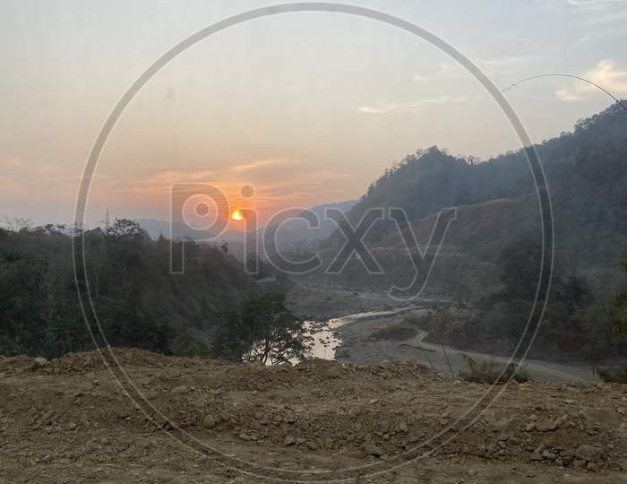 Sunset Tripura village
