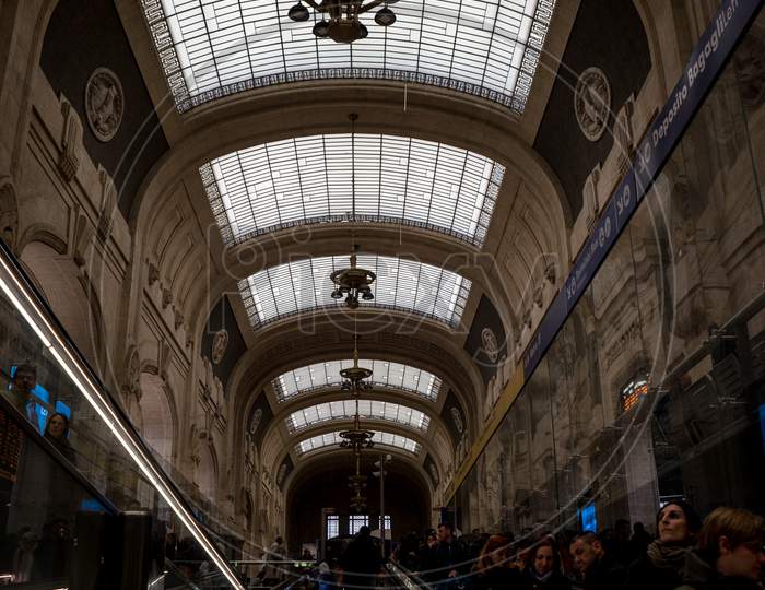 Menaggio, Italy-April 2, 2018: Interiors At Milan Central Railway Station