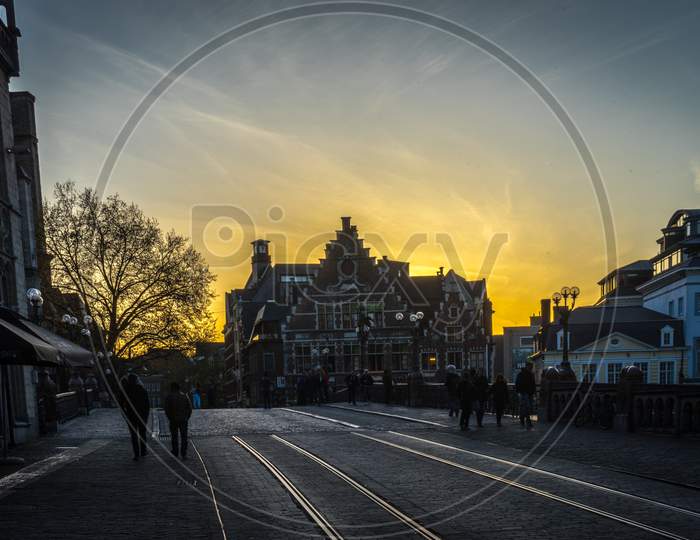 The Golden Sunset Ghent, Belgium