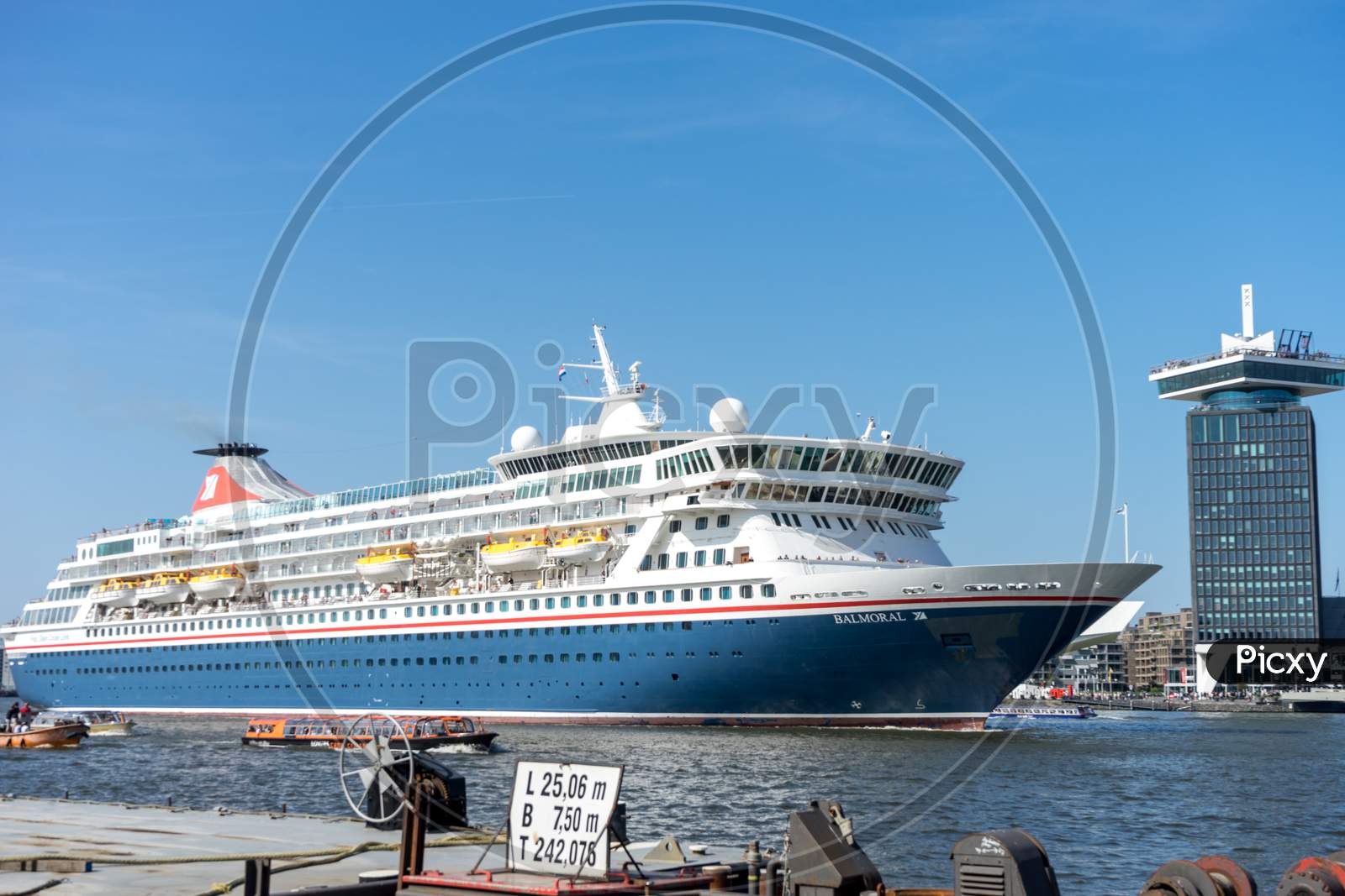 Netherlands,Amsterdam - 21 April 2017:  Balmoral Cruise Ship At The Port Of Amsterdam