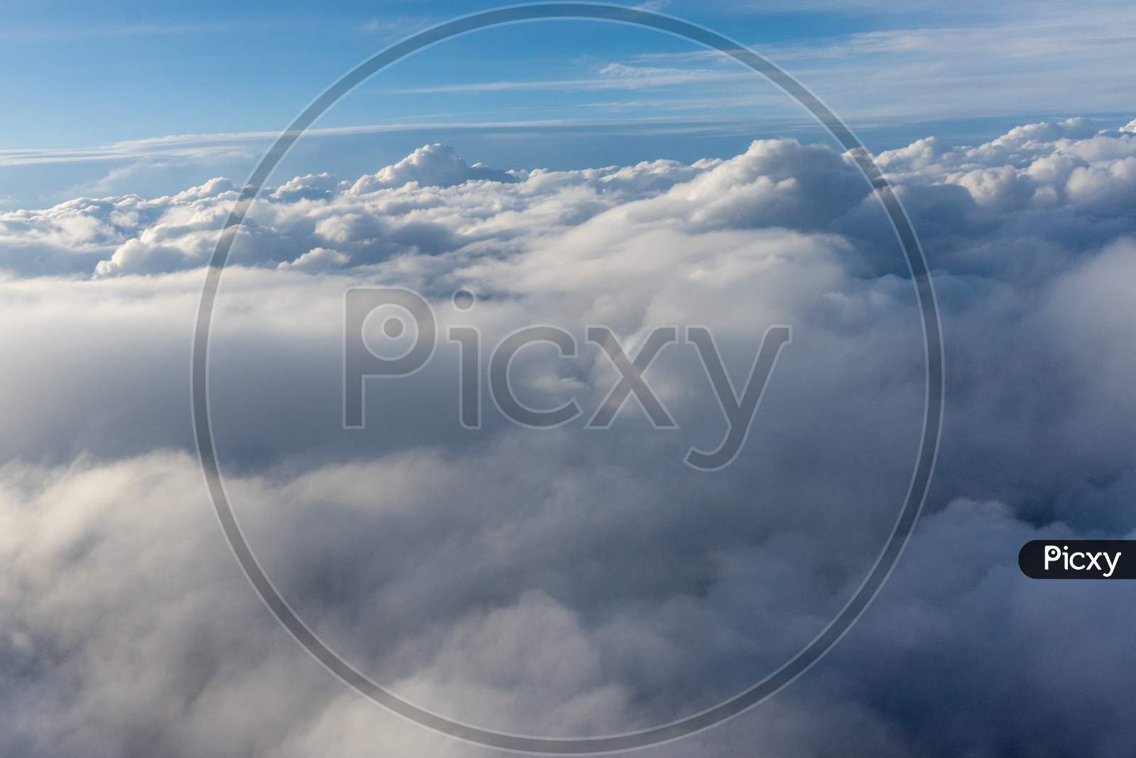 View From The Sky, Cloud, A Plane Flying Through A Cloudy Sky