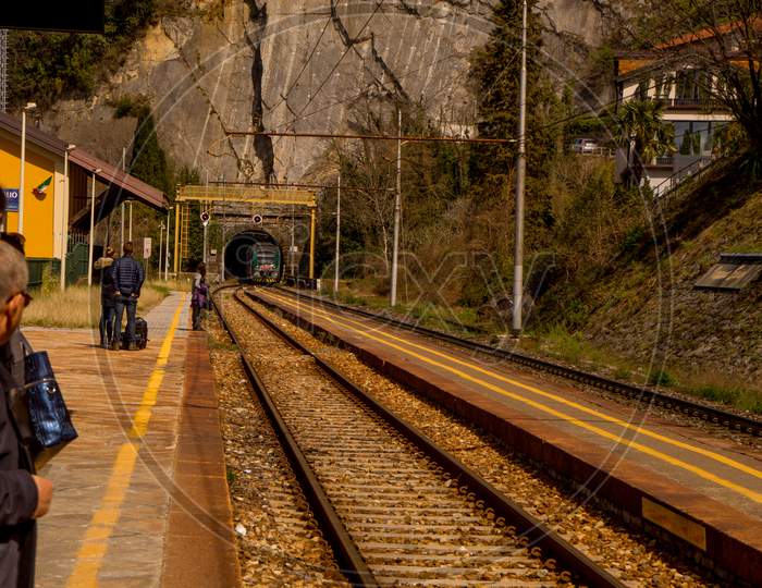 Menaggio, Italy-April 2, 2018: The Track At The Varenna Railway Station
